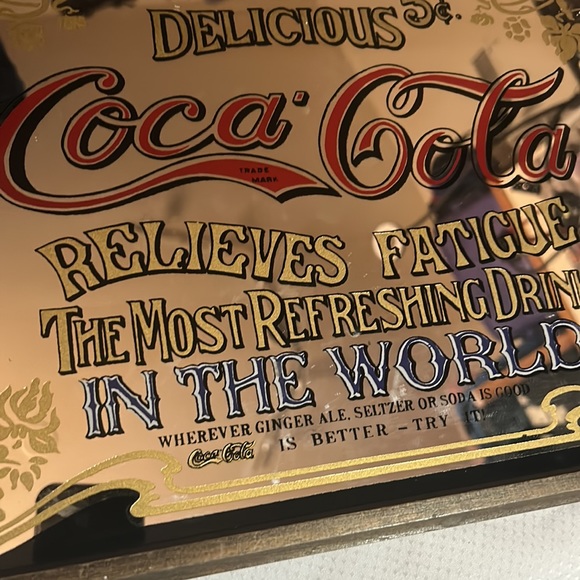 Vintage Coca-Cola Mirror Advertising Bar Sign Decor Wall Art Man Cave Soda Pop - Picture 5 of 5